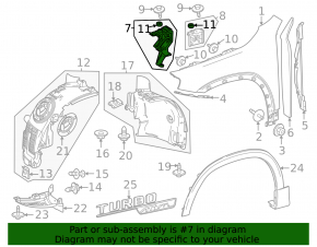 Front fender bracket, left front, Mercedes X247 GLB 20-26