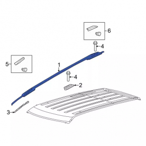 Roof rail right Ford Explorer 11-15 pre-rest black, broken mount on pads
