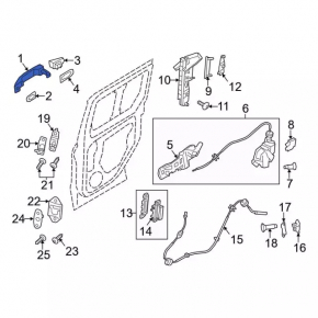 Ford Transit Connect MK2 13-23 Outer Rear Left Door Handle
