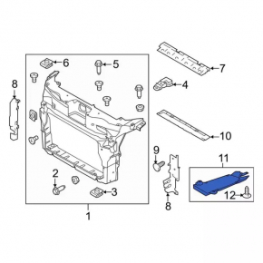 Lower radiator deflector Ford Explorer 15-19 3.5 on subframe, worn