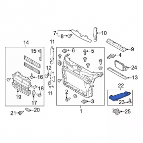 Lower radiator deflector Ford Explorer 15-19 3.5 on subframe, worn