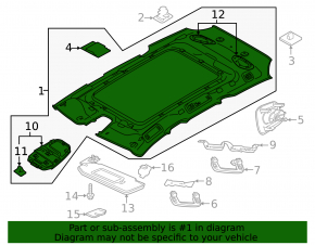 Volvo V90 17-22 usa roof lining for panoramic, gray