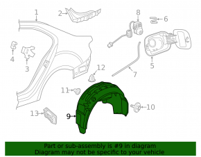 Rear left fender liner VW Jetta 15-18 USA