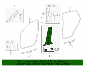 Lower left center pillar trim for Toyota Rav4 13-18 black