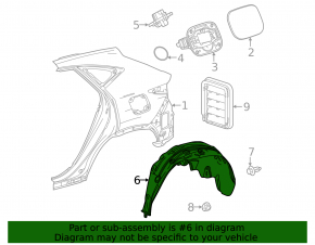 Rear left fender liner for Lexus NX 22-25
