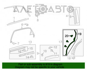 Seal of the rear left door Lexus RX350 RX450h 10-15 on the end