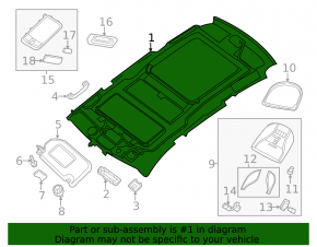 Infiniti JX35 QX60 13-13 gray panoramic headliner