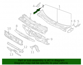 Right windshield wiper seal for Mitsubishi Outlander 14-21