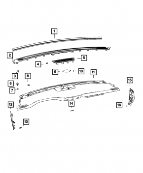 Jeep Compass 22-25 black dashboard without airbag