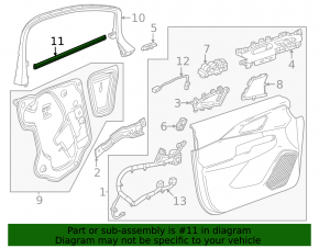 Front left door glass seal Chevrolet Equinox EV 24-26