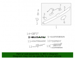 Emblem inscription SUBARU trunk door Subaru Impreza WRX GH 08-11 5d