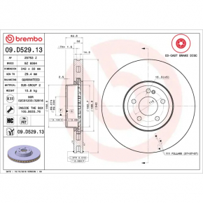 Front left brake disc Mercedes GLC 16-22 340/32mm