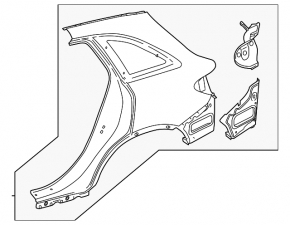 Mercedes GLC 16-22 SUV rear left quarter wing, silver