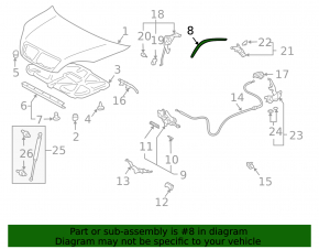 Left hood seal for Lexus GX 03-09