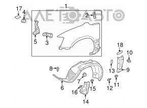 Front left fender liner Lexus RX300 98-03