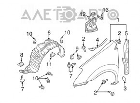 Front right fender liner Nissan Rogue 08-15