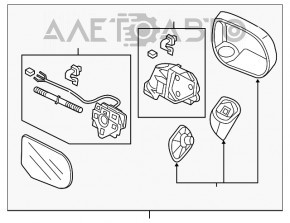 Side mirror right Honda Civic 4d 06-12 3 pins, black