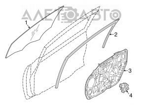 Front right glass seal Kia Forte 4d 14-16