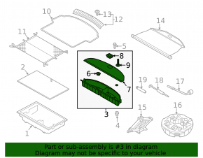 Rear trunk tray for Hyundai Santa FE Sport 13-16 with lid, brown