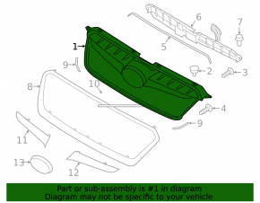 Black radiator grille assembly for Subaru Impreza 15-16, without emblem and moldings