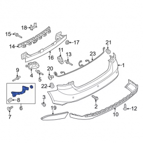 Rear bumper mount, outer left, Ford Focus mk3 15-18 restyling 5d