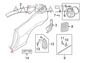 Left ventilation shield Mitsubishi Galant 04-12