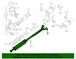 Exhaust line middle part Nissan Maxima A36 16- 3.5