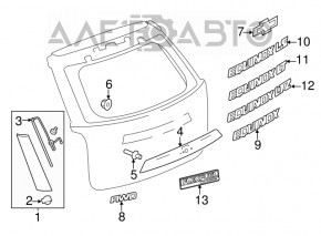 Trunk door trim side right Chevrolet Equinox 10-17 electric