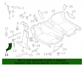 Front pillar trim lower right BMW 5 F10 11-16 gray
