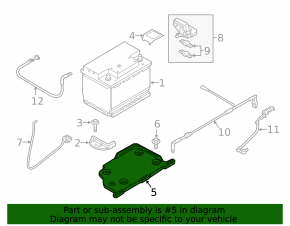 Battery tray VW Jetta 13-16 USA hybrid
