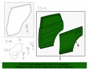 Door bare rear right Toyota Rav4 13-18
