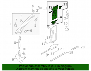 Center pillar trim upper belt left Audi A3 8V 15-16 4d gray