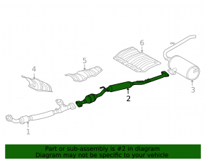 Exhaust line middle section with catalytic converter Toyota Sienna 2010-2011