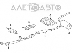 Exhaust line middle section with catalytic converter Toyota Sienna 2010-2011