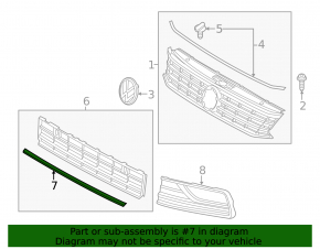 Molding of the central grille of the front bumper VW Passat b8 16-19 USA