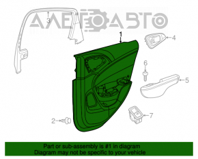 Door trim panel, rear left, Chrysler 200 15-17, black mold