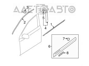 Upper front left door molding for Subaru Outback 10-14