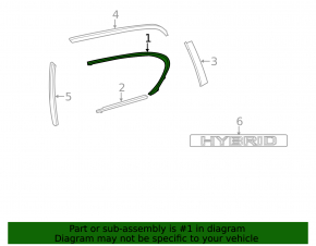 Upper rear left door molding for Lexus CT200h 11-17