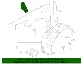 Hyundai Sonata 20-23 inner right fender seal, torn
