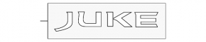 The emblem inscription JUKE on the trunk door of the Nissan Juke 11-17