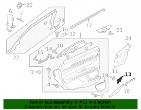 Lincoln MKZ 13-20 black inner rear right door handle cap