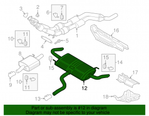 Rear muffler with barrel VW Atlas 18- 3.6