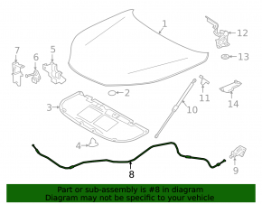 Hood release cable Lexus NX200t NX300 NX300h 15-19 broken latch
