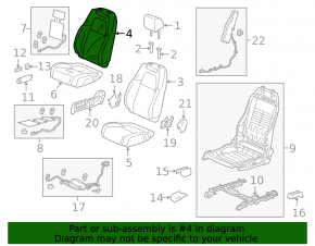 Honda CRV 17-22 passenger seat back upholstery grey leather, perforated, dry cleanable