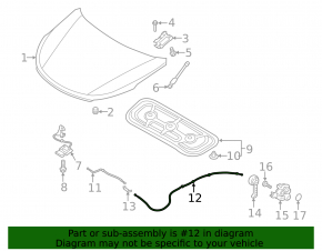 Hyundai Santa FE 19-20 hood lock release cable to handle