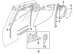 Rear right door glass for Suzuki Kizashi 10-15