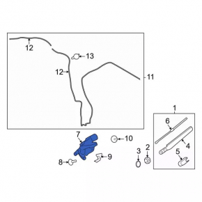 Rear wiper linkage with motor Ford Ecosport 18-22