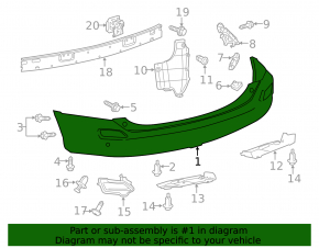 Bare rear bumper for Toyota Rav4 2013-2015, with parking sensors