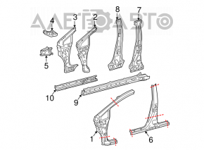 Body pillar central right Toyota Prius 30 10-15 on the body