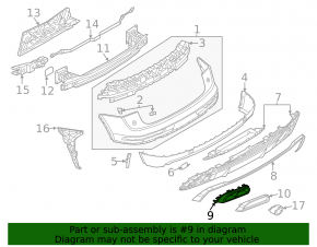 Lower left rear bumper trim for Audi Q5 80A 21-24 with wide dual exhaust, S-Line